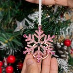 Personalised Snowflake Photo Projection Keychain Ornament with Lanyard Christmas Anniversary Birthday Gift for Family Friend