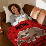 Personalized Multicolor Cute Sloth Design Soft Throw Blanket with Name and Text Mother's Day Birthday Christmas Gift for Kid Her