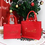 Personalised Bling Rhinestone Name Large Red Jute Tote Bag Daily Use Birthday Christmas Gift for Family Friends