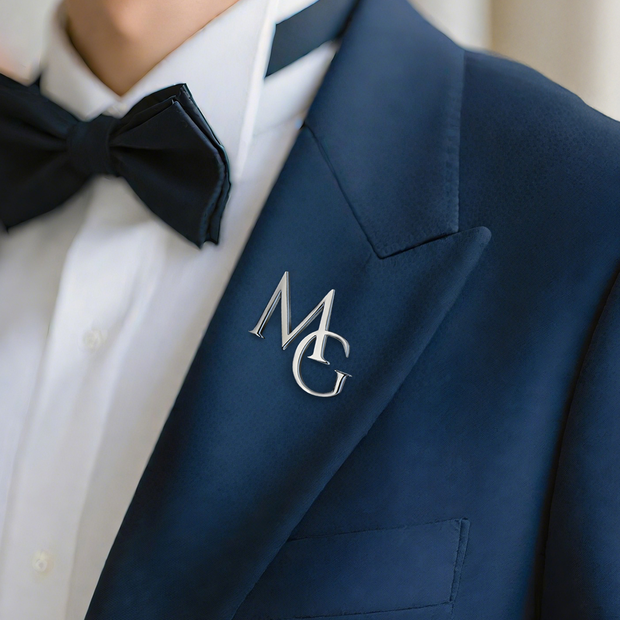 Broche de Revers Personnalisée avec Initiales Accessoire de Costume Cadeau Anniversaire de Mariage pour Homme Marié
