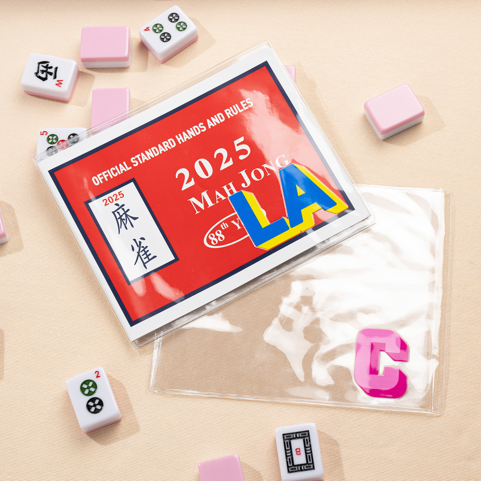 Portacarte da mahjong trifoglio trasparente colorato personalizzato con iniziali Regalo di compleanno per gli appassionati di mahjong