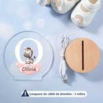 Veilleuse LED Personnalisée avec Initiale et Nom Décoration de Chambre avec Socle en Bois Cadeau Noël Anniversaire Naissance pour Enfant