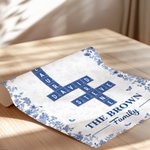 Personalisierte blaue florale Familie Kreuzworträtsel Kunst Poster rahmenlose gerahmte Malerei mit Namen und Text Wanddekoration Geburtstagsgeschenk für Familien