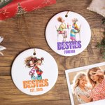 Personalized Besties Cartoon Girls Ceramic Ornament with Name and Text Tree Decor Christmas Gift for Girls Friends