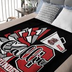 Personalized Pom-Pom Loudspeaker Design Cheer Soft Throw Blanket with Name and Team Name Home Decor Senior Night Anniversary Gift for Cheerleaders