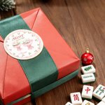 Personalized Merry Mahjong Cocktail Waterproof Stickers with Name Gift Decor Christmas Party Favor for Mahjong Lovers Players