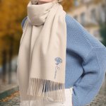 Personalised Multicolor Soft Warm Scarf with Embroidered Birth Flower and Name Fashion Accessory Winter Birthday Christmas Gift for Friends Family