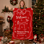 Personalized Hand-Drawn Style Soft Throw Blanket with Name and Date Housewarming Party Christmas Gift for Family Friends
