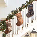 Gepersonaliseerde Western Cowboy Boerderij Pluche Kerstkousen met Naam en Rode Hanglus Festival Decoratie Kerstcadeau voor Familie Vrienden