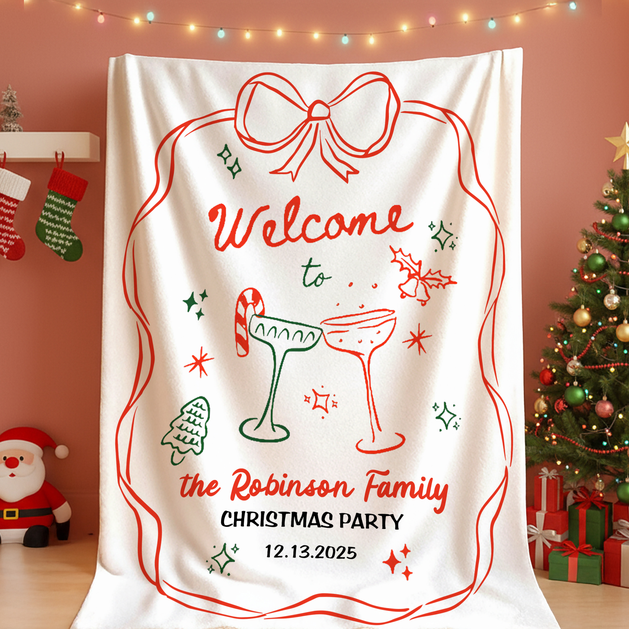 Couverture douce personnalisée avec nom et date pour pendaison de crémaillère Cadeau de Noël pour la famille et les amis
