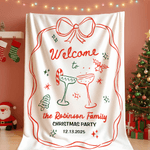 Personalized Hand-Drawn Style Soft Throw Blanket with Name and Date Housewarming Party Christmas Gift for Family Friends