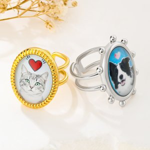 Personalised Pet Photo Ring Jewellery Daily Wear Birthday Memorial Christmas Gift for Pet Lovers Owners