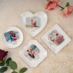 Personalisierte Aquarell Malerei Stil Foto Keramik Trinket Schmuck Schale mit Text und Datum Hochzeit Verlobung Jahrestag Geschenk für Paare Newlyweds
