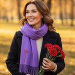 Personalised Multicolor Soft Warm Scarf with Embroidered Birth Flower and Name Fashion Accessory Winter Birthday Christmas Gift for Friends Family