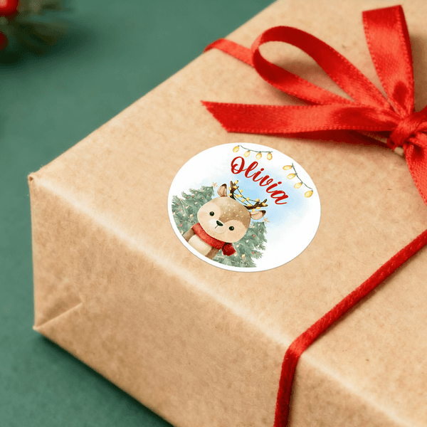 Personalized Reindeer Santa Claus Gingerbread Man Waterproof Stickers with Name Gift Decor Christmas Party Favor for Kids Family Friends