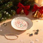 Personalized Hand-Painted Style Welcome Christmas Theme Ceramic Trinket Jewelry Dish with Name Christmas Gift for Family Friend