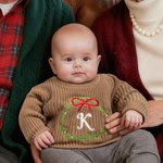 Chandail à couronne de Noël personnalisé avec nom brodé Anniversaire 1er Noël de bébé Cadeau pour nouveau-nés Nouveaux parents