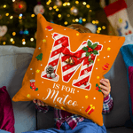 Personalizzato Candy Cane iniziale morbido cuscino di copertura con nome Home Decor regalo di Natale per gli amici Famiglia