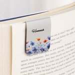 Personalisiertes Magnetisches Lesezeichen aus PU-Leder mit Aquarell Geburtsblumen und Namen Geburtstag Weihnachten Geschenk für Buchliebhaber