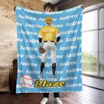 Personalizzato Multicolore Baseball Personaggio Coperta morbida con nome e numero Regalo di compleanno per l'amante del giocatore di baseball