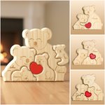 Casse-Tête Familial en Bois Personnalisé avec 2-5 Koalas et Noms Gravés Décoration de Bureau Cadeau Anniversaire pour Famille