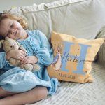 Funda de cojín personalizada con conejo Peter Rabbit y nombre decoración para habitación infantil regalo de babyshower para niños