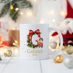 Tasse en céramique personnalisée avec nom et lettre Cadeau de Noël et d'anniversaire pour la famille et les amis