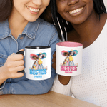 Personalized Watercolor Style Character Besties 11 oz 15 oz Ceramics Mug with Name and Year Birthday Christmas Gift for Friend Besties