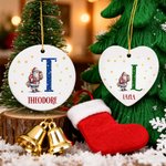 Personalised Santa Claus Ceramic Christmas Ornament with Name and Initial Home Decor Christmas Festival Party Favors for Family Friends