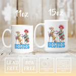 Personalized Watercolor Style Character Besties 11 oz 15 oz Ceramics Mug with Name and Year Birthday Christmas Gift for Friend Besties