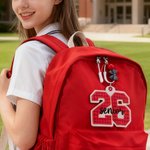 Personalized Multicolor Applique Year Design Bag Tag Keychain with Embroidered Text Senior Night School Spirit Gift for Graduates Students