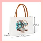 Personalized Vintage Jewelry Style Boots Canvas Tote Bag with Name Wedding Party Mother's Day Christmas Gift for Cowgirl Bridesmaid Mom