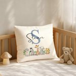 Personalised Cute Woodland Animals Soft Baby Cushion Cover with initial and Name Nursery Decor Baby Shower Gift for Newborns New Parents