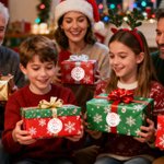 Personalized Hand-Painted Style Christmas Theme Stickers Labels with Family Name and Date Gift Decor Christmas Party Favors for Family