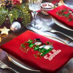 Henkilökohtainen 100% puuvillaa joulu Snowman Initial uudelleenkäytettävä pöytäliina nimellä Table Decor joululahja perheelle