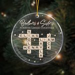 Personalised Brothers Sisters Puzzle Art Acrylic Christmas Ornament with Title and Name Home Tree Decor Christmas Gift for Family Friends