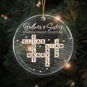 Personalised Brothers Sisters Puzzle Art Acrylic Christmas Ornament with Title and Name Home Tree Decor Christmas Gift for Family Friends