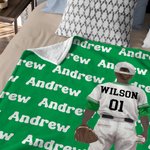 Personalizzato Multicolore Baseball Personaggio Coperta morbida con nome e numero Regalo di compleanno per l'amante del giocatore di baseball