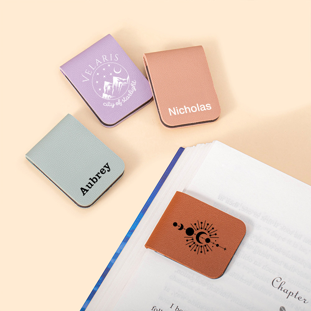Marque-page magnétique en cuir avec nom Cadeau d'anniversaire pour les amoureux des livres