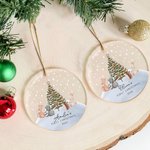 Gepersonaliseerd Schattig Dieren Baby's Eerste Kerstmis Transparant Acryl Ornament met Naam en Jaar Boomdecoratie Kerst Babyshower Cadeau voor Baby