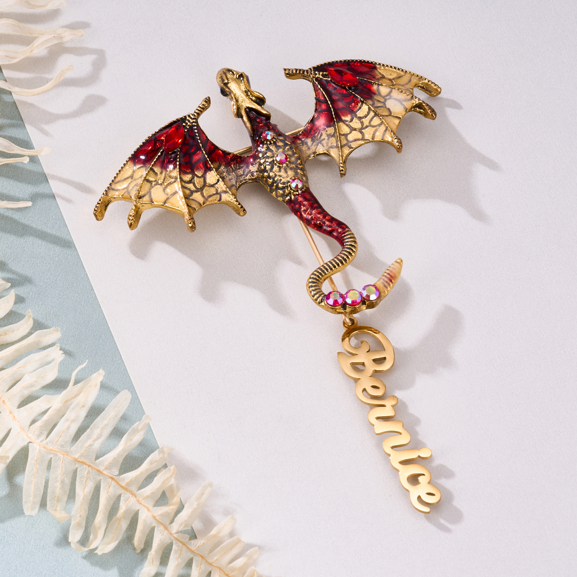 Broche Dragon Personnalisée avec Nom Fête Anniversaire Festival Cadeau pour Femmes Hommes Amis Famille