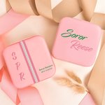 Henkilökohtainen Pearl Pink PU Nahka Korut laatikko nimi ja teksti Sorority Bid Day Initiation Big Little lahja Sororsille