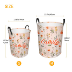 Personalized Multicolor Wildflower Waterproof Laundry Storage Basket with Handle and Name Baby Shower Birthday Gift for Kids Moms