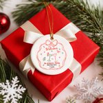 Personalized Hand-Painted Style Welcome Christmas Theme Ceramic Ornament with Family Name and Date Home Tree Decor Christmas Party Gift for Family