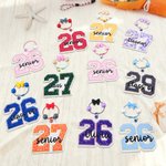 Personalized Multicolor Applique Year Design Bag Tag Keychain with Embroidered Text Senior Night School Spirit Gift for Graduates Students