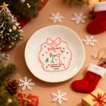 Personalized Hand-Painted Style Welcome Christmas Theme Ceramic Trinket Jewelry Dish with Name Christmas Gift for Family Friend