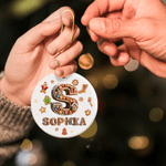 Personalized Gingerbread Man House Candy Cane Ceramic Ornament with Name and Initial Home Tree Decor Christmas Gift for Kids Family