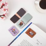 Personalised Cartoon Lion Cow Grumpy Animals Magnetic PU Leather Bookmark Clip with Name Reading Accessory Birthday Gift for Friends Bookworms