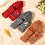 Personalized Multicolor Embroidered Birth Flower Warm 2-in-1 Knit Hooded Scarf with Name Birthday Gift for Woman Man Family