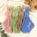 Personalized Healthcare Bunny Knitted Soft Baby Security Blanket with Embroidered Name Birthday Baby Shower Gift for Newborn New Mom